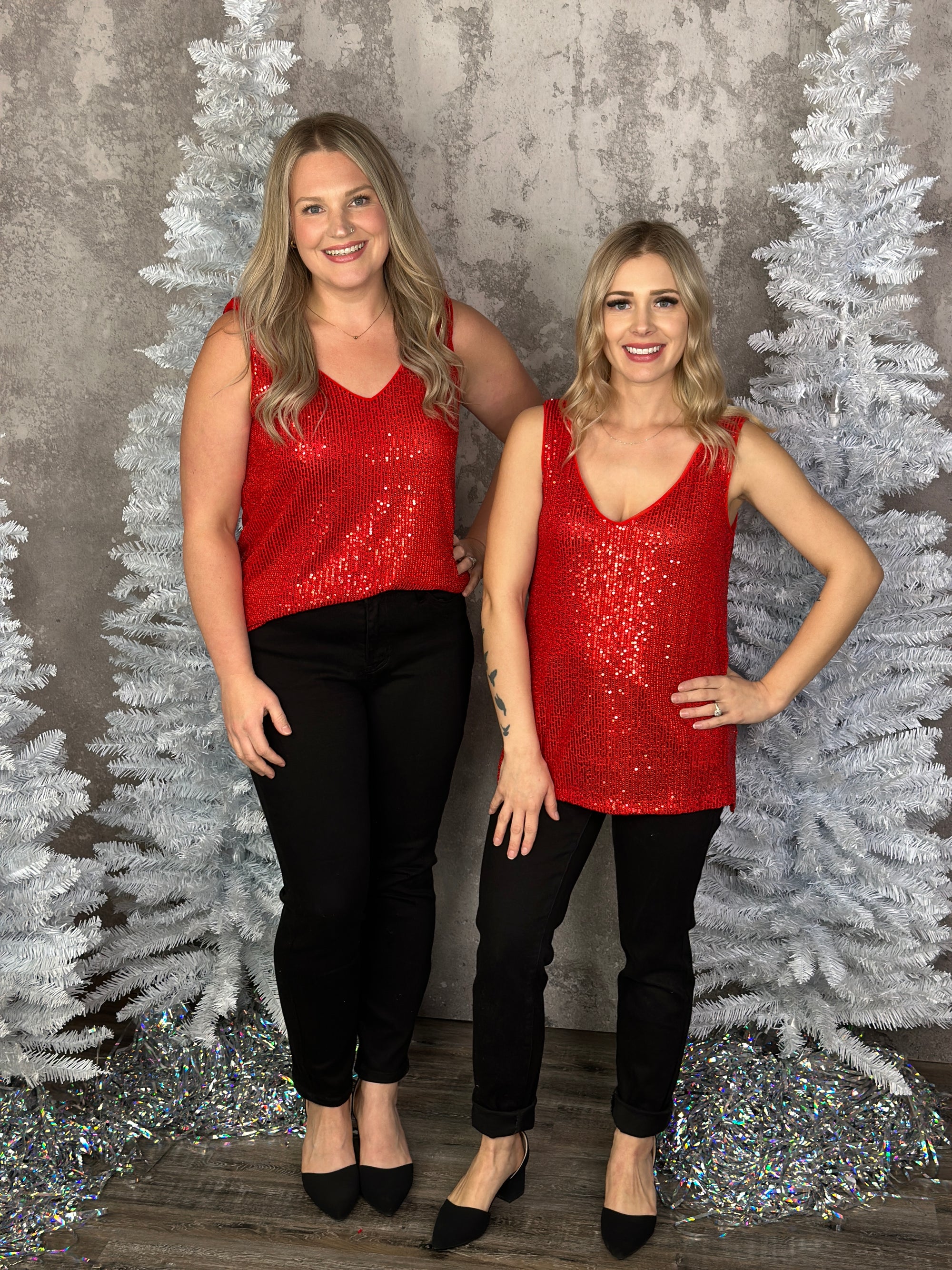 The Holly Berry Sequin Tank - Red (FINAL SALE)