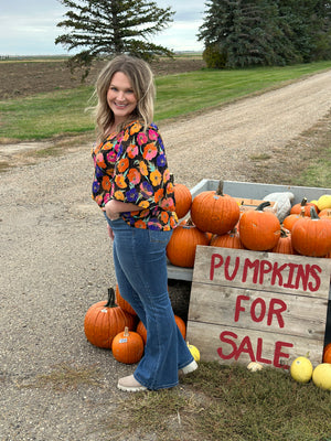 The Wrinkle Free Loose Flutter Bell Floral Top (Small - 3X)