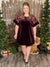 Velvet Dress with Embroidered Sleeves - Plum