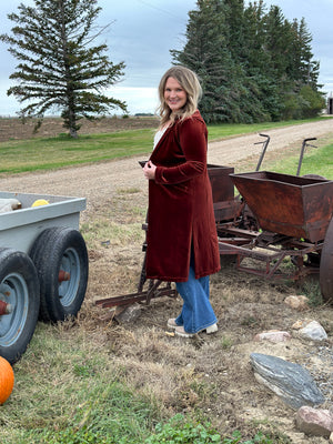 Velvet Duster Coat -  Rust (XS - 3X)