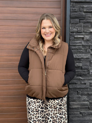 Brown Puffer Vest - (Small - 3X)