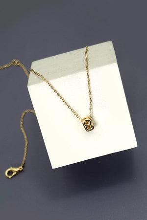 Small Bubble Letter Necklace - Gold