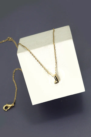 Small Bubble Letter Necklace - Gold