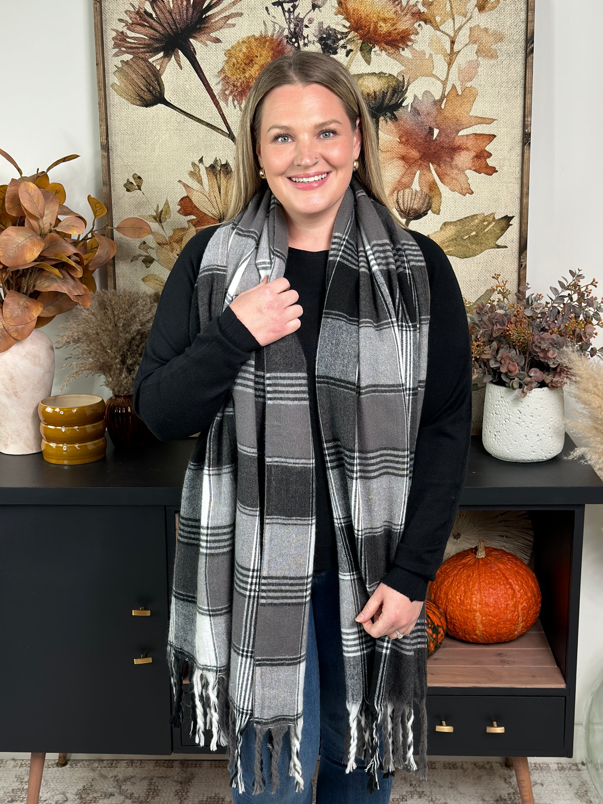 Black Plaid Scarf RESTOCK