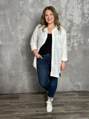 Oversized White Pocket Blouse/Tunic