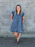 Chambray Ruffle Sleeve Button Up Dress