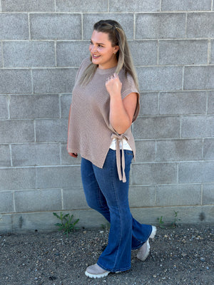 Side Tie Sweater Vest - Taupe