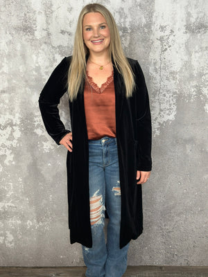 Black Velvet Duster Coat