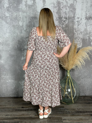 Mauve Floral Smocked Maxi Dress