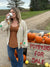 Oatmeal Cardigan with Fall Floral Detail