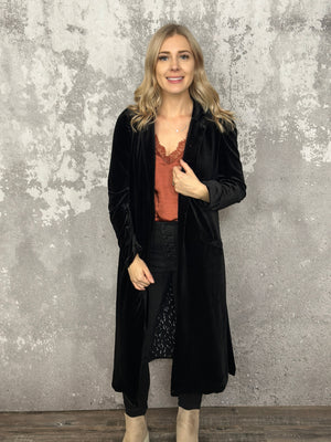 Black Velvet Duster Coat