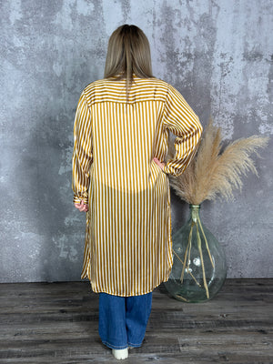 Stripe Duster - Mustard/Cream