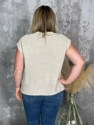 Drop Shoulder Knit Top - Taupe