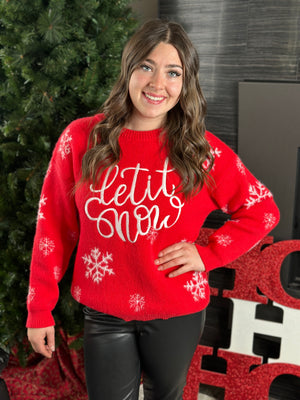 Red Let it Snow Sweater