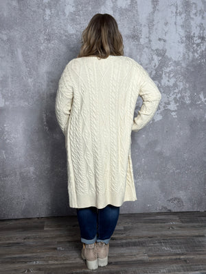 Long Cream Cable Cardigan