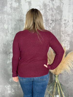 Burgundy Rounded Hem Sweater