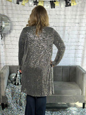 Silver Sequin Cardigan