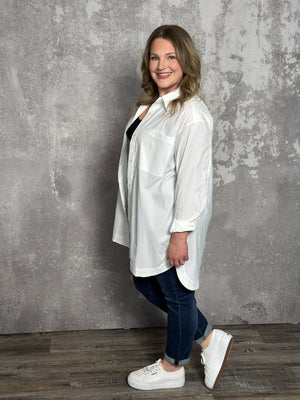 Oversized White Pocket Blouse/Tunic