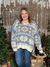 Blue/Camel Aztec Vneck Sweater