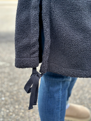 Long Fleece Sherpa Jacket - Black