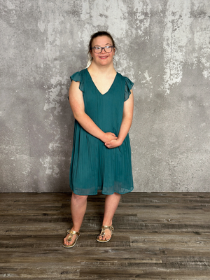 Pleated Teal Dress - FINAL SALE