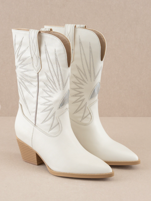 Star is Born Western Bootie - White