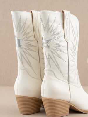 Star is Born Western Bootie - White