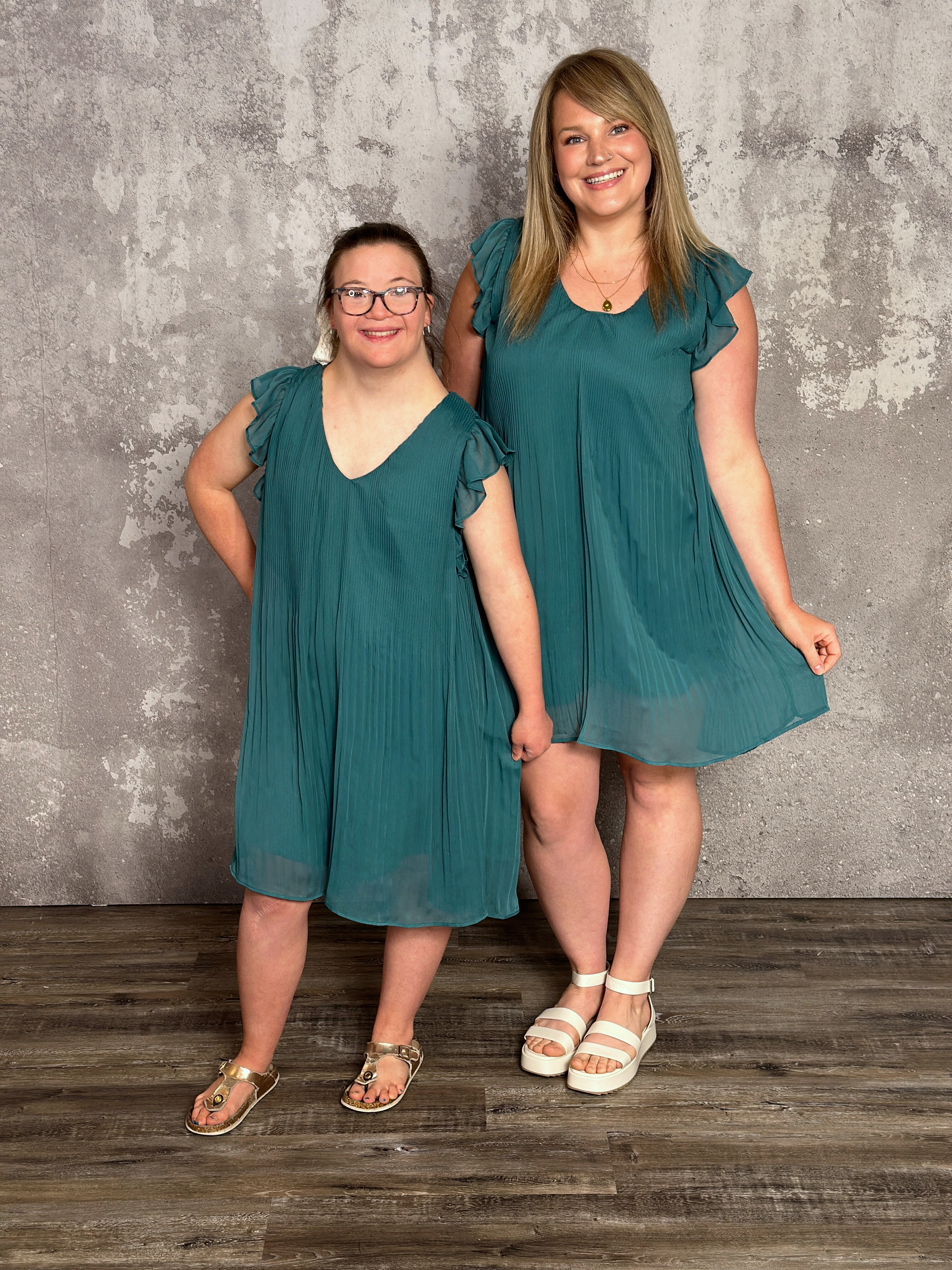 Pleated Teal Dress - FINAL SALE