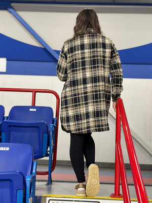 Navy Plaid Shacket (Small - 3X)