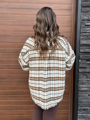 White Brown Plaid Shacket (Small - 3X)