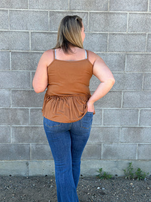 Piper Babydoll Tank - Camel- (Small - 2X) - RESTOCK