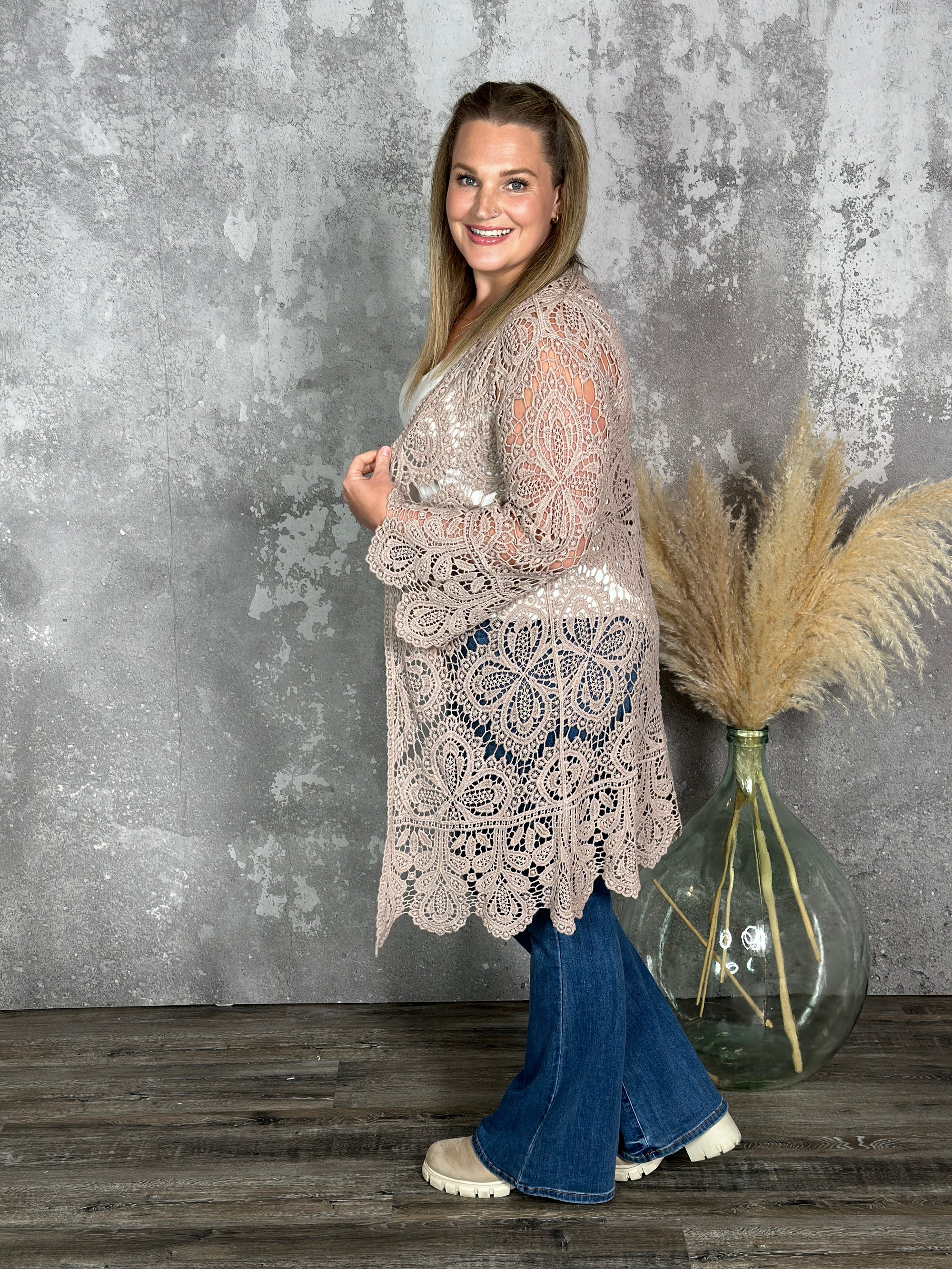 The Crochet Cardigan/Duster - Taupe