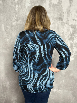 The Wrinkle Free Lizzie Top - Blue Swirl (Small - 3X)