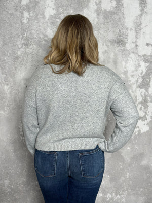 Grey Abstract Flower Sweater