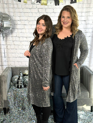 Silver Sequin Cardigan