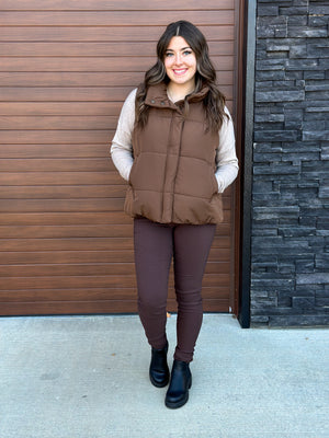 Brown Puffer Vest - (Small - 3X)