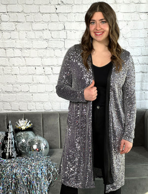 Silver Sequin Cardigan