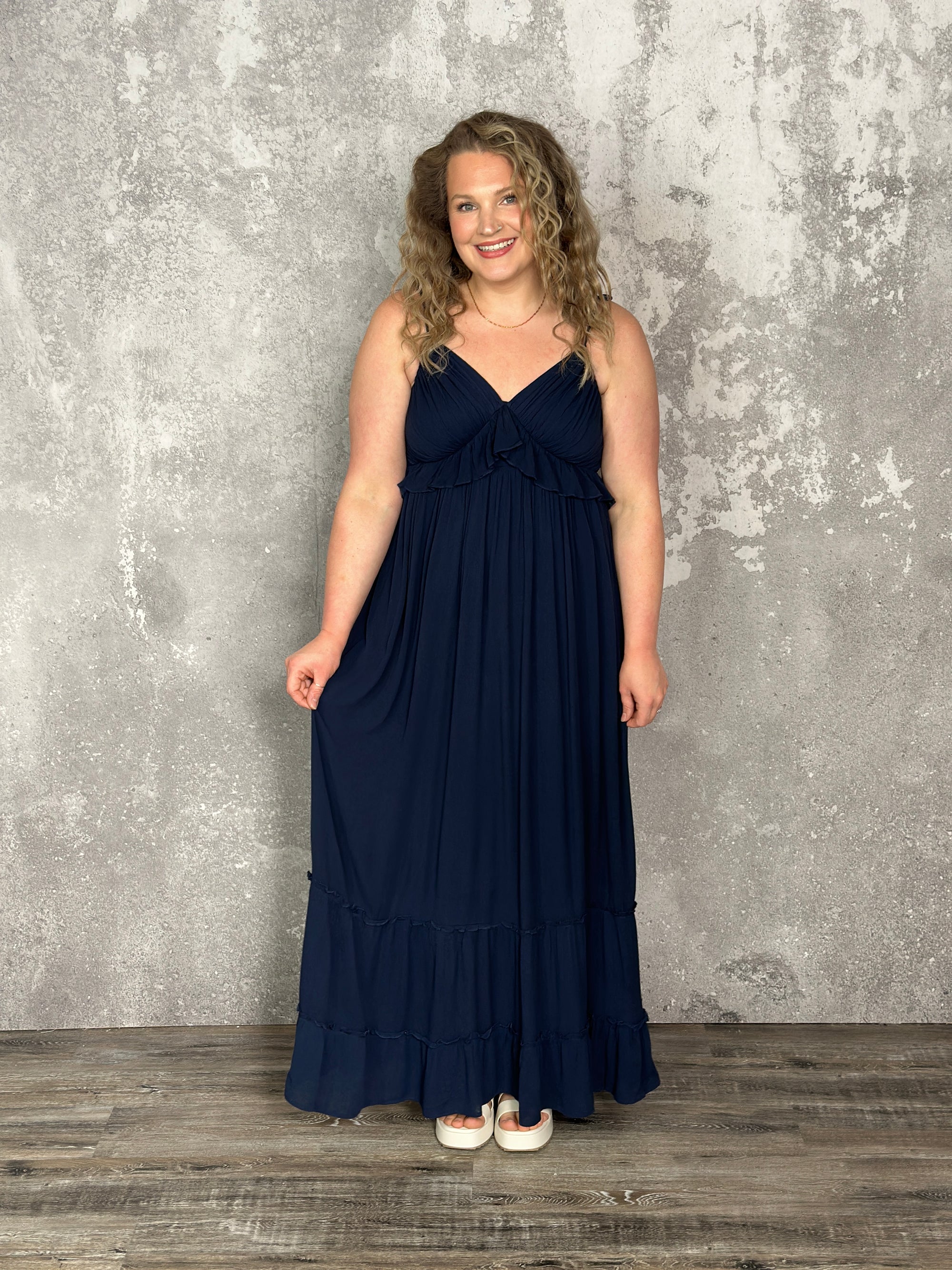 The Navy Ruffle Maxi Dress - FINAL SALE