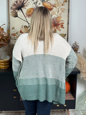 Teal Ombre Stripe Cardigan