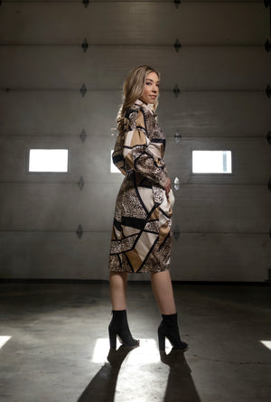 Ruched Geometric Leopard Dress - FINAL SALE