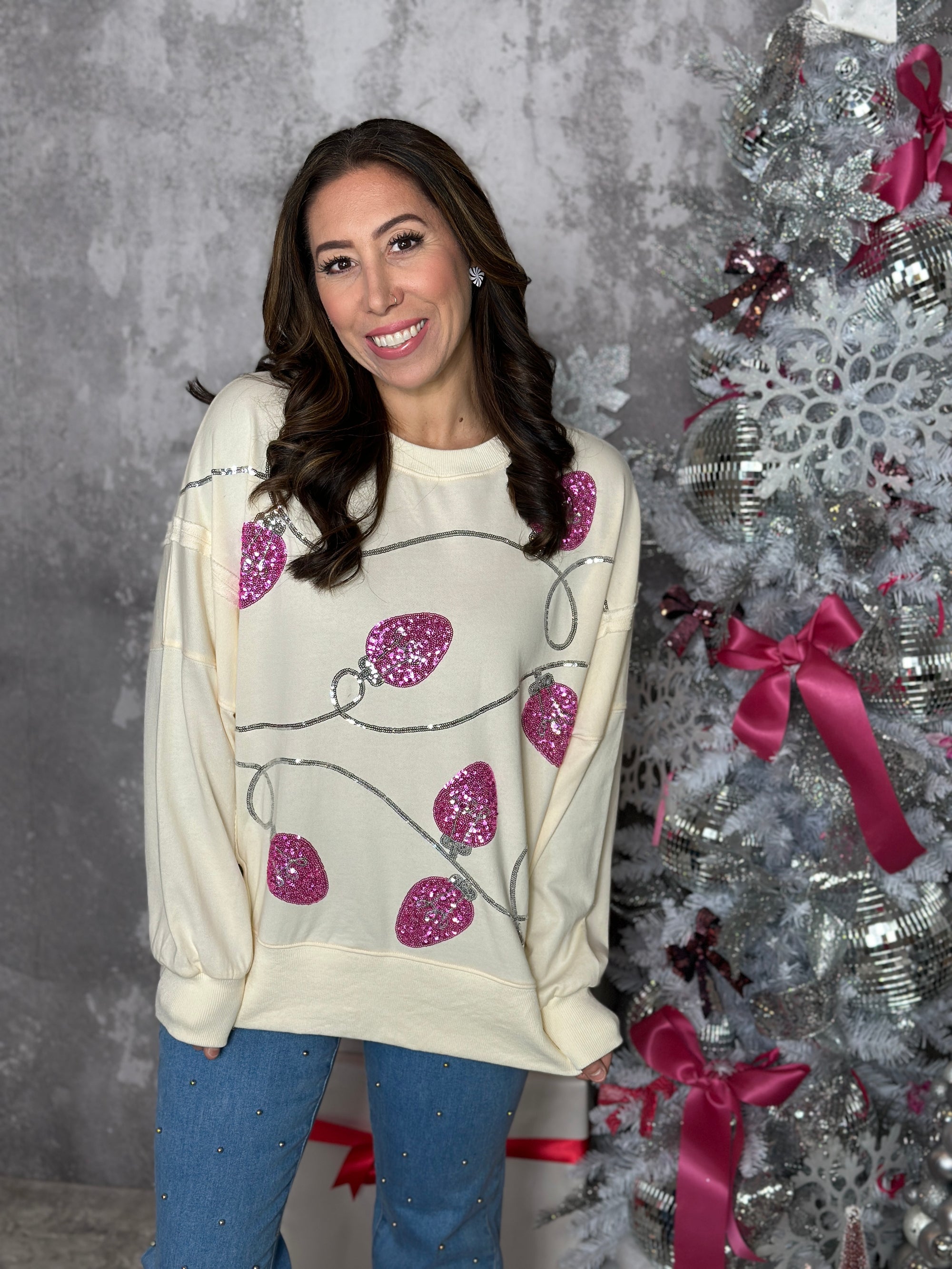 Ivory with Pink Lights Sweatshirt