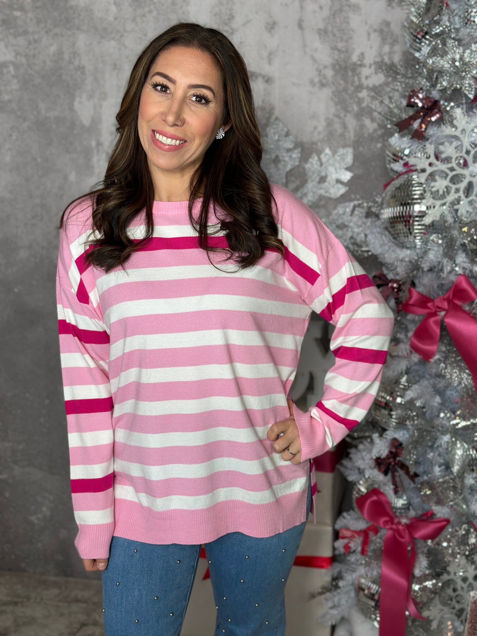 Pink Stripe Sweater