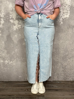 The Brey Denim Skirt with front slit (Small - 3X)