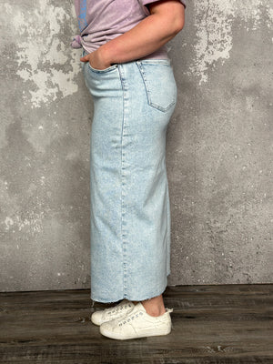 The Brey Denim Skirt with front slit (Small - 3X)