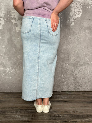 The Brey Denim Skirt with front slit (Small - 3X)