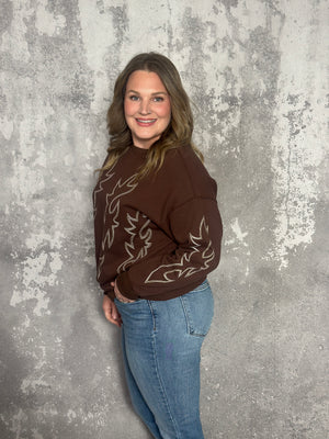 Brown Western Stitch Sweatshirt