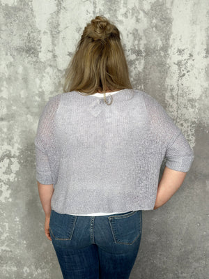 Lightweight Vneck 3/4 Sleeve Sweater - Periwinkle