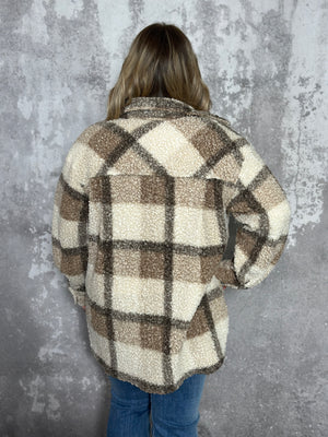 Sherpa Plaid Shacket (Small - 2X)