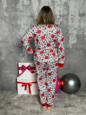 Buttery Shirley Jogger Lounge Set - Holiday Floral (Small - 3X)