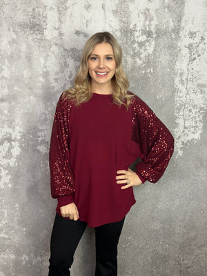 Santa Baby Top - Burgundy (Small - 3X) BESTSELLER